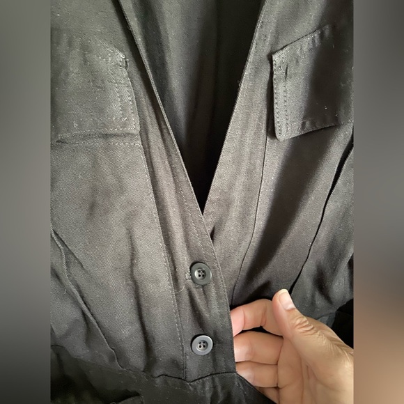 Vintage 1980’s Foxy Lady black cotton twill cinched waist pencil skirt Dress - Picture 4 of 15